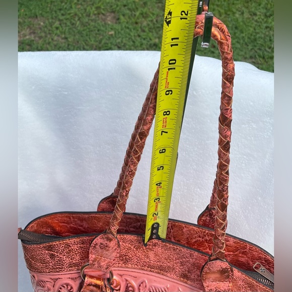 Patricia Nash Zorita Satchel Metallic Burnished Tooled Leather Purse - Picture 13 of 14